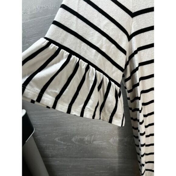 NWOT Philosophy Stripe Ruffle Sleeve Linen Tee Medium - Picture 4 of 5